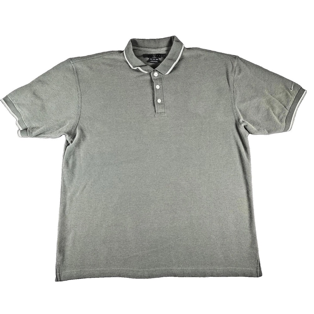 Nike Golf Polo Shirt Mens XL Green Solid Knit Short Sleeve Logo Golf Casual